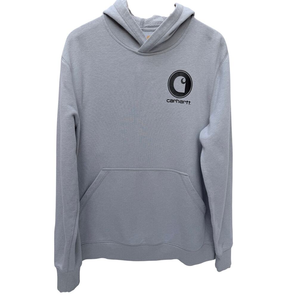 Carhartt Hoodie Mens Large Gray Relaxed Fit Workwear Pullover Sweatshirt